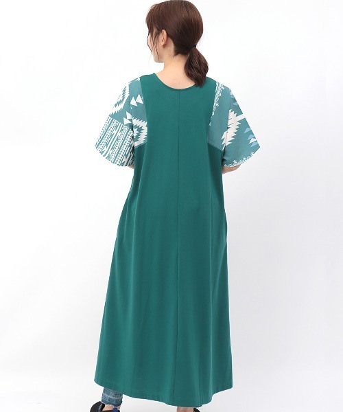 チチカカ（チチカカ）の「袖ナバホプリント２ｗａｙワンピース（ワンピース・レディース・ブラック/ベージュ/グリーン・FREE）」の14枚目の写真