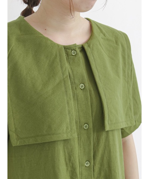 Samansa Mos2（サマンサ モスモス）の「セーラー襟ワンピース（ワンピース・レディース・ネイビー/グリーン/キナリ・ﾌﾘ-）」の14枚目の写真