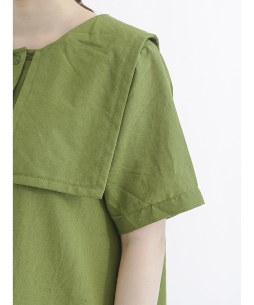 Samansa Mos2（サマンサ モスモス）の「セーラー襟ワンピース（ワンピース・レディース・ネイビー/グリーン/キナリ・ﾌﾘ-）」の6枚目の写真