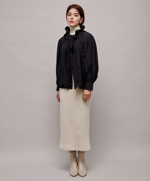 ROPE'（ロペ）の「コーデュロイジャージタイトスカート（スカート・レディース・ブラック/オフホワイト/オリーブ・38）」の4枚目の写真