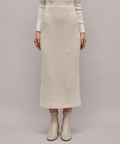 ROPE'（ロペ）の「コーデュロイジャージタイトスカート（スカート・レディース・ブラック/オフホワイト/オリーブ・38）」の6枚目の写真