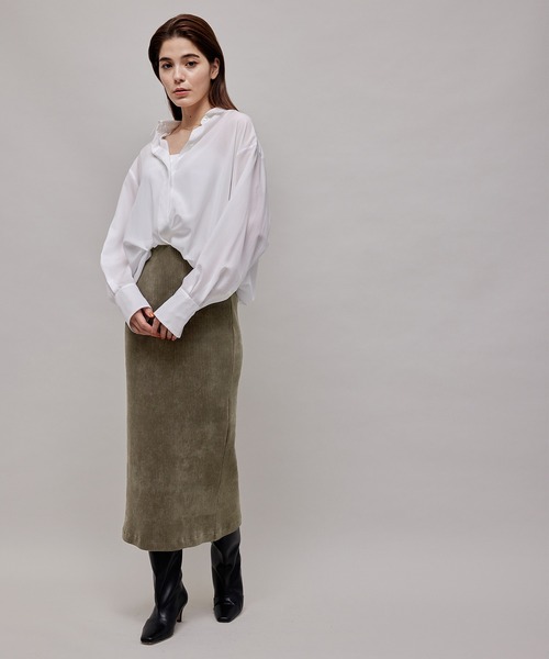 ROPE'（ロペ）の「コーデュロイジャージタイトスカート（スカート・レディース・ブラック/オフホワイト/オリーブ・38）」の17枚目の写真