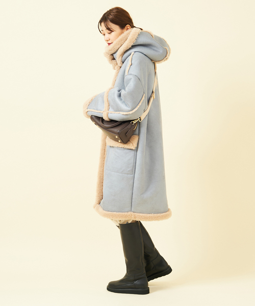 セール】【JAKKE/ジャッキー】 フェイクムートンフード付きロング