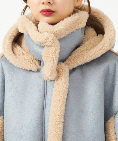 セール】【JAKKE/ジャッキー】 フェイクムートンフード付きロング