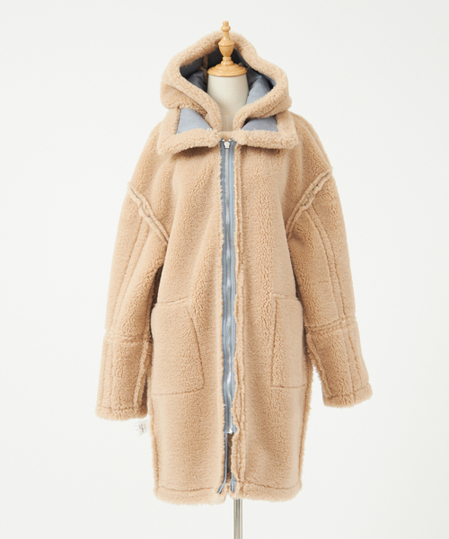 セール】【JAKKE/ジャッキー】 フェイクムートンフード付きロング