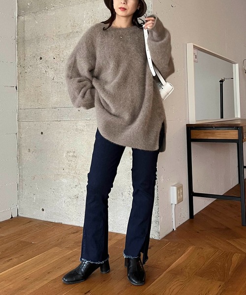 CAPRICIEUX LE'MAGE（カプリシューレマージュ）の「ストレッチスリットデニム（デニムパンツ・レディース・ブラック/ネイビー・38/36）」の12枚目の写真