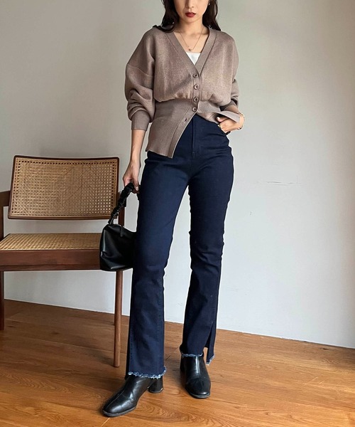 CAPRICIEUX LE'MAGE（カプリシューレマージュ）の「ストレッチスリットデニム（デニムパンツ・レディース・ブラック/ネイビー・38/36）」の7枚目の写真