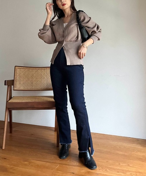 CAPRICIEUX LE'MAGE（カプリシューレマージュ）の「ストレッチスリットデニム（デニムパンツ・レディース・ブラック/ネイビー・38/36）」の8枚目の写真