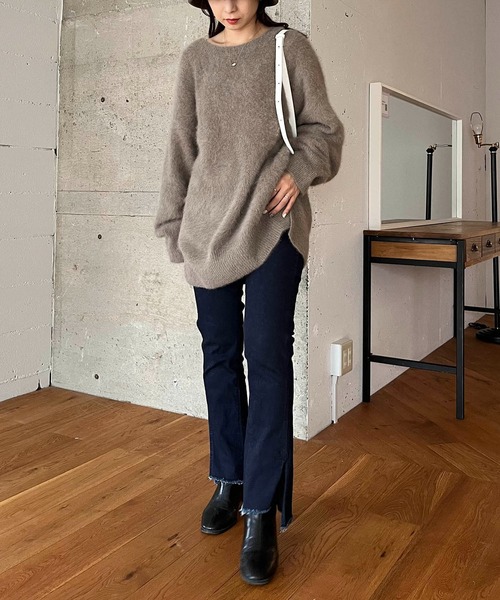 CAPRICIEUX LE'MAGE（カプリシューレマージュ）の「ストレッチスリットデニム（デニムパンツ・レディース・ブラック/ネイビー・38/36）」の10枚目の写真