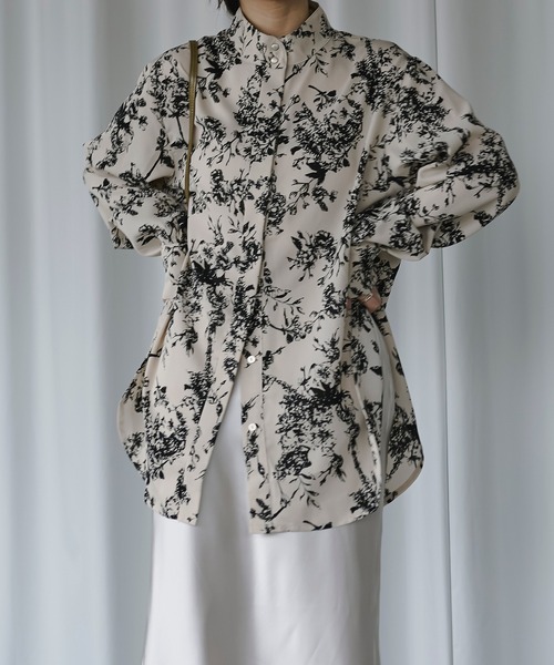 &g'aime(アンジェム)の「【&g'aime】モノクロリーフプリントシャツ(シャツ/ブラウス・レディース・ブラック/クリーム・FREE)」の15枚目の写真