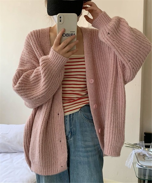MAISON DE THERESE(メゾン ド テレーズ)の「ルーズシルエット ふんわりニットカーディガン(カーディガン/ボレロ・レディース・ベージュ/ピンク/ブラウン/イエロー・FREE)」の4枚目の写真