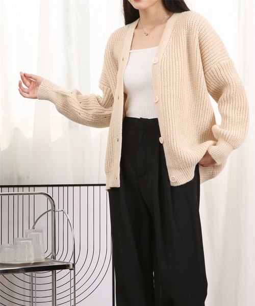 MAISON DE THERESE(メゾン ド テレーズ)の「ルーズシルエット ふんわりニットカーディガン(カーディガン/ボレロ・レディース・ベージュ/ピンク/ブラウン/イエロー・FREE)」の5枚目の写真