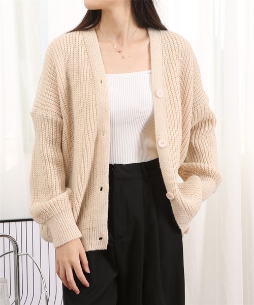MAISON DE THERESE(メゾン ド テレーズ)の「ルーズシルエット ふんわりニットカーディガン(カーディガン/ボレロ・レディース・ベージュ/ピンク/ブラウン/イエロー・FREE)」の6枚目の写真