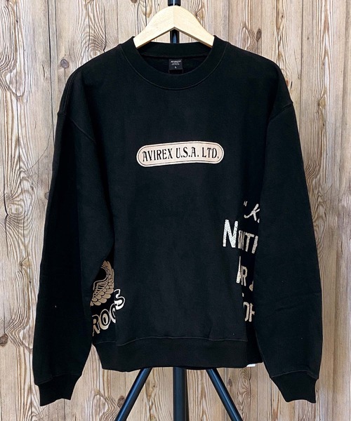 AVIREX（アヴィレックス）の「クラシックスウェット-AVIATION GRAFFITI（スウェット・メンズ・オリーブ/ライトグレー/ネイビー/ブラック・XL/L/XXL/M）」の5枚目の写真