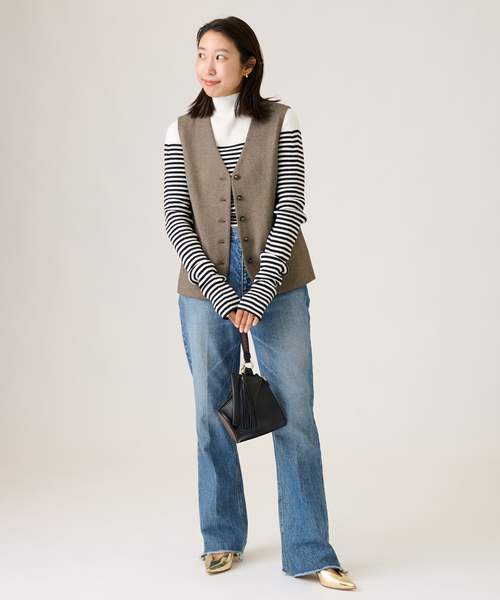 journal standard L'essage（ジャーナルスタンダードレサージュ）の「ツィードベスト（ブルゾン・レディース・ブラウン/チャコールグレー・FREE）」の5枚目の写真