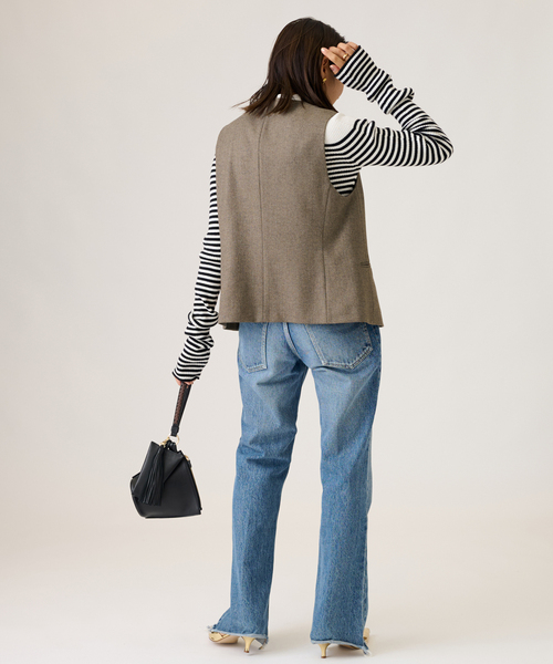 journal standard L'essage（ジャーナルスタンダードレサージュ）の「ツィードベスト（ブルゾン・レディース・ブラウン/チャコールグレー・FREE）」の6枚目の写真