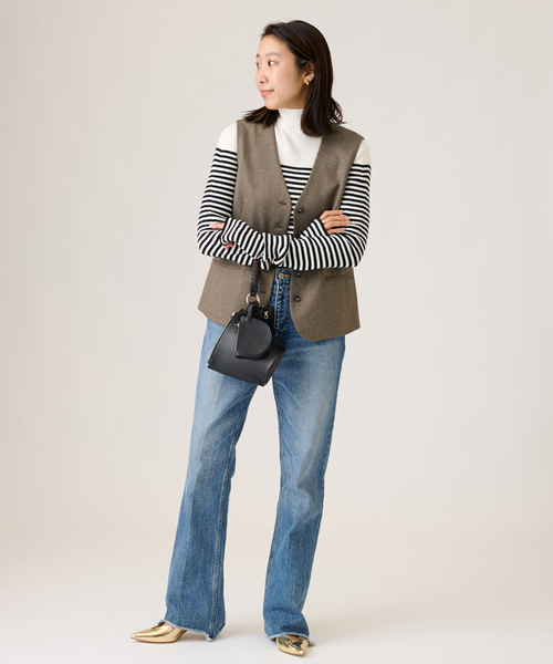 journal standard L'essage（ジャーナルスタンダードレサージュ）の「ツィードベスト（ブルゾン・レディース・ブラウン/チャコールグレー・FREE）」の7枚目の写真