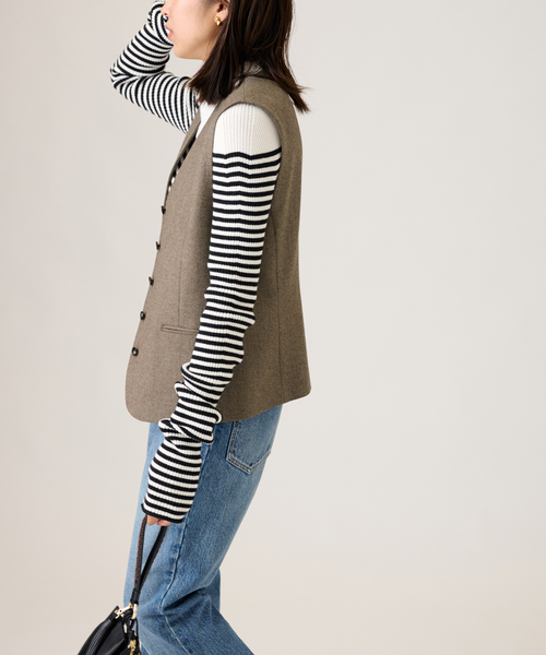 journal standard L'essage（ジャーナルスタンダードレサージュ）の「ツィードベスト（ブルゾン・レディース・ブラウン/チャコールグレー・FREE）」の9枚目の写真