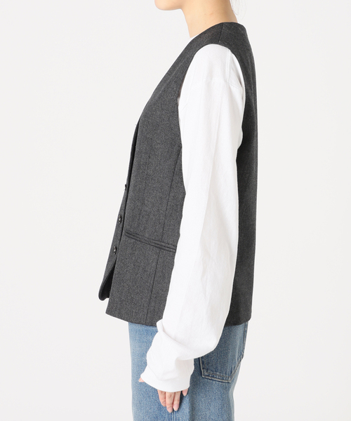 journal standard L'essage（ジャーナルスタンダードレサージュ）の「ツィードベスト（ブルゾン・レディース・ブラウン/チャコールグレー・FREE）」の11枚目の写真