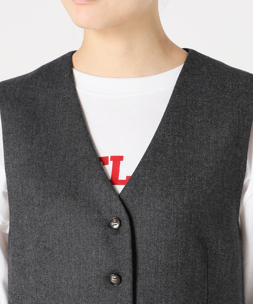 journal standard L'essage（ジャーナルスタンダードレサージュ）の「ツィードベスト（ブルゾン・レディース・ブラウン/チャコールグレー・FREE）」の14枚目の写真