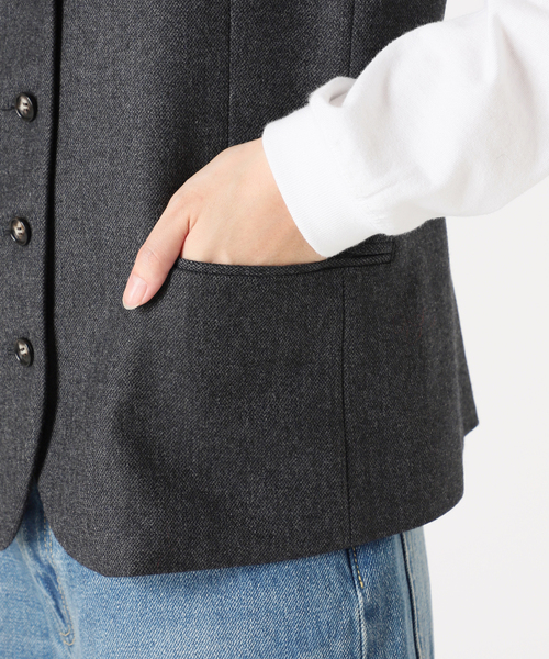 journal standard L'essage（ジャーナルスタンダードレサージュ）の「ツィードベスト（ブルゾン・レディース・ブラウン/チャコールグレー・FREE）」の16枚目の写真