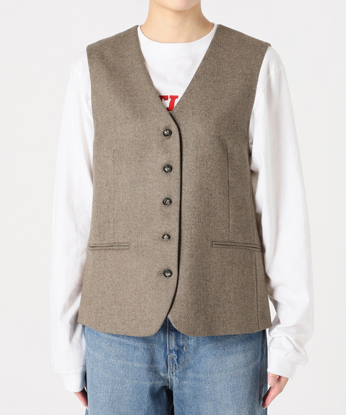journal standard L'essage（ジャーナルスタンダードレサージュ）の「ツィードベスト（ブルゾン・レディース・ブラウン/チャコールグレー・FREE）」の20枚目の写真