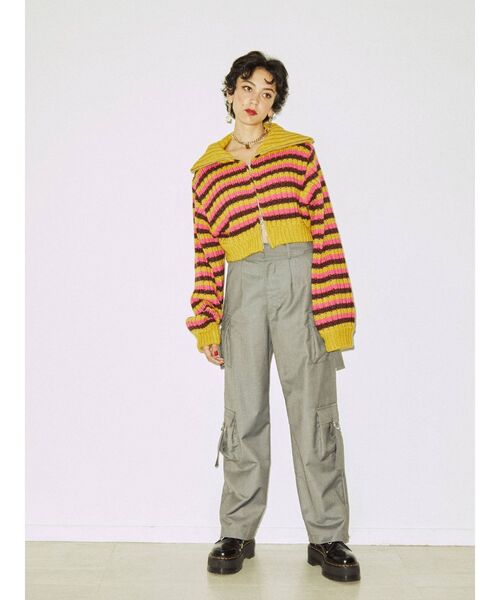 jouetie（ジュエティ）の「ダブルZIPリブニット（カーディガン/ボレロ・レディース・オフホワイト/イエロー/グリーン・MEDIUM）」の10枚目の写真