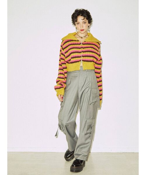 jouetie（ジュエティ）の「ダブルZIPリブニット（カーディガン/ボレロ・レディース・オフホワイト/イエロー/グリーン・MEDIUM）」の11枚目の写真