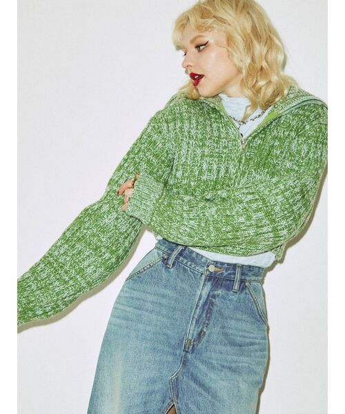 jouetie（ジュエティ）の「ダブルZIPリブニット（カーディガン/ボレロ・レディース・オフホワイト/イエロー/グリーン・MEDIUM）」の14枚目の写真