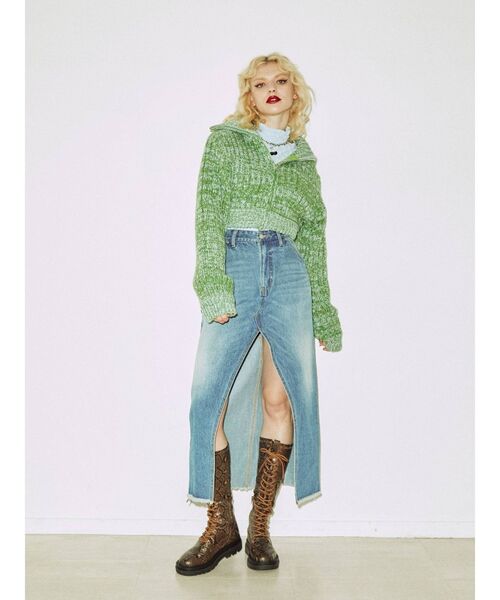 jouetie（ジュエティ）の「ダブルZIPリブニット（カーディガン/ボレロ・レディース・オフホワイト/イエロー/グリーン・MEDIUM）」の18枚目の写真