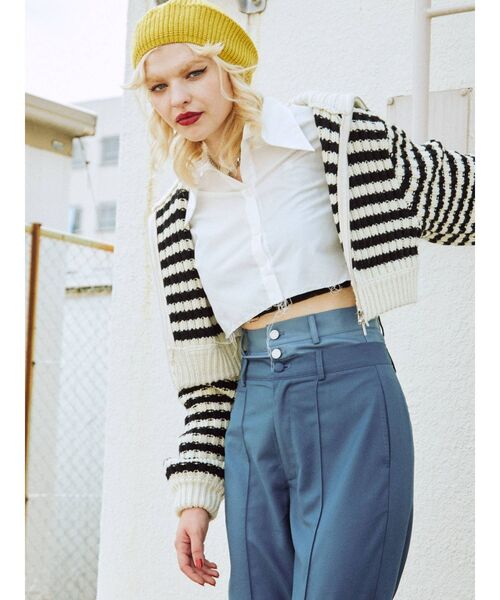 jouetie（ジュエティ）の「ダブルZIPリブニット（カーディガン/ボレロ・レディース・オフホワイト/イエロー/グリーン・MEDIUM）」の21枚目の写真