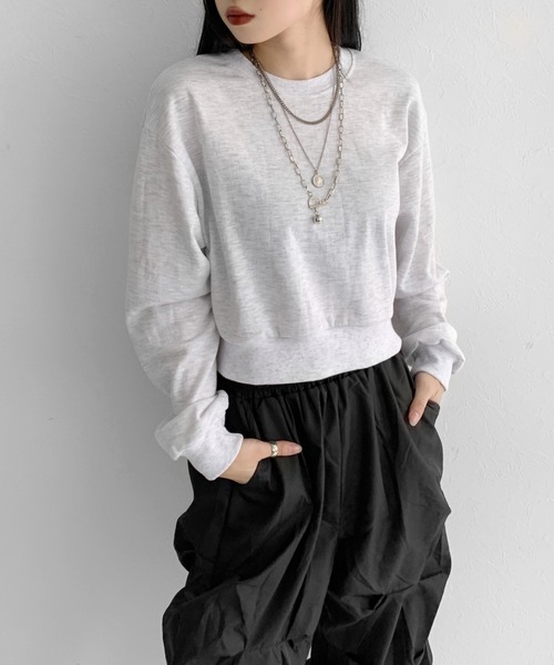 LVEU.（ラブユ.）の「Cropped light sweatshirt / クロップドライトスウェット（トレーナー）（スウェット・レディース・ホワイト/ブラック・FREE）」の11枚目の写真