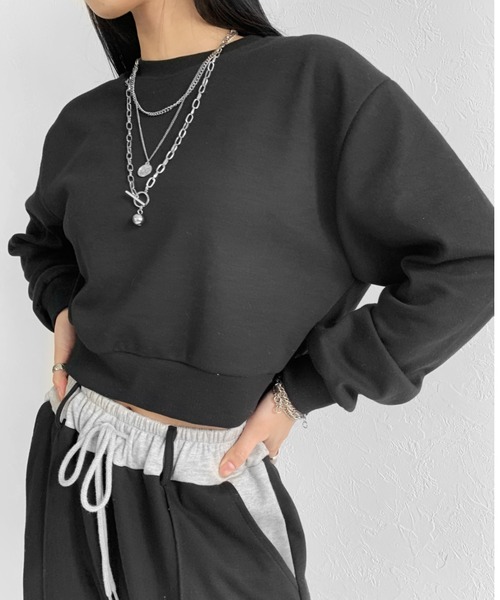 LVEU.（ラブユ.）の「Cropped light sweatshirt / クロップドライトスウェット（トレーナー）（スウェット・レディース・ホワイト/ブラック・FREE）」の10枚目の写真