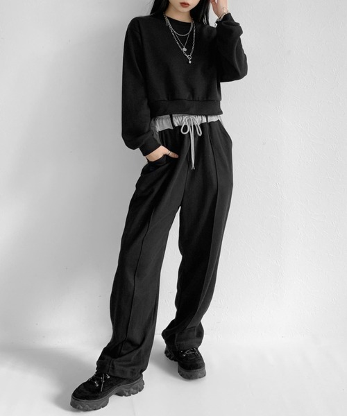LVEU.（ラブユ.）の「Cropped light sweatshirt / クロップドライトスウェット（トレーナー）（スウェット・レディース・ホワイト/ブラック・FREE）」の14枚目の写真