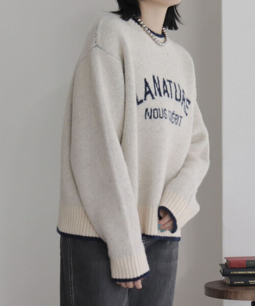 fredy emue(フレディエミュ)の「ジャガードロゴニットプルオーバー(ニット/セーター・レディース・ブラック/アイボリー・38)」の9枚目の写真