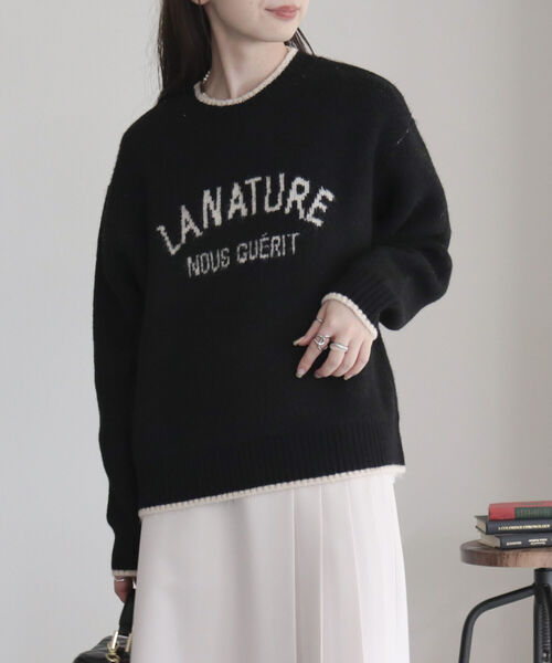 fredy emue(フレディエミュ)の「ジャガードロゴニットプルオーバー(ニット/セーター・レディース・ブラック/アイボリー・38)」の13枚目の写真