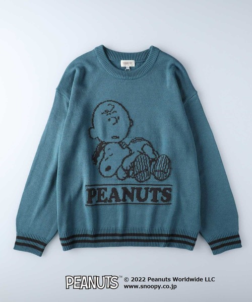 SCHULZ　セーター　スヌーピー　コットン　ブルー　M PEANUTS（ピーナッツ）の「【PEANUTS】スヌーピージャカードニット