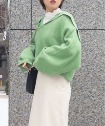 ビッグカラークロップドニット