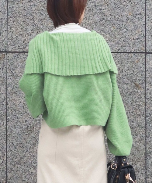 Isn't She?(イズントシー)の「ビッグカラークロップドニット(ニット/セーター・レディース・グリーン/アイボリー/ブラック・FREE)」の5枚目の写真