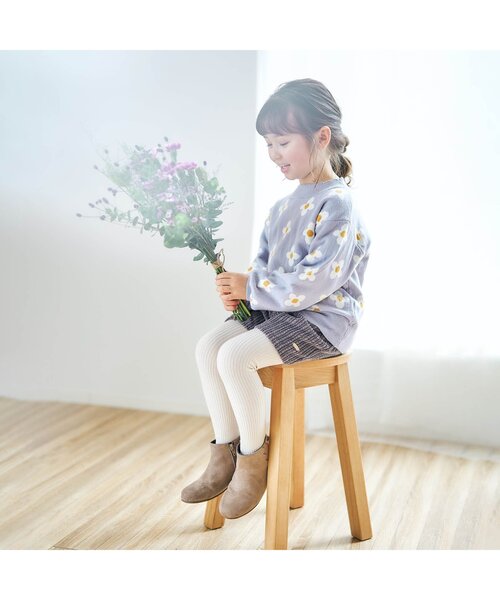 apres les cours（アプレレクール）の「お花ジャガードニット（ニット/セーター・キッズ・イエロー/サックスブルー・90/100/120/140）」の6枚目の写真