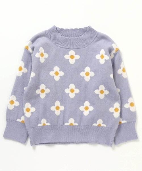 apres les cours（アプレレクール）の「お花ジャガードニット（ニット/セーター・キッズ・イエロー/サックスブルー・90/100/120/140）」の8枚目の写真