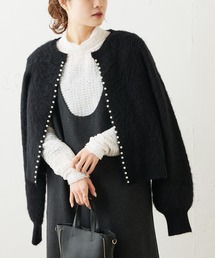 【Du noir】パール釦シャギーカーディガン