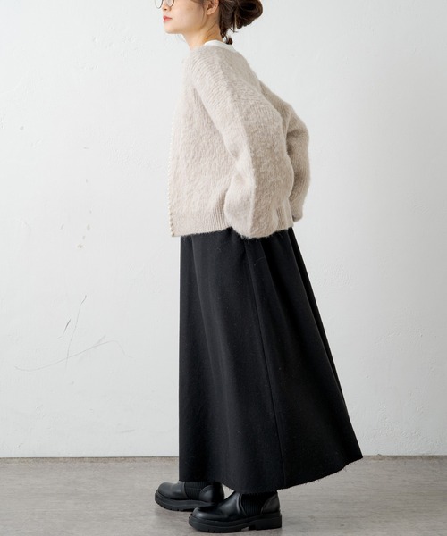 PUAL CE CIN（ピュアルセシン）の「【Du noir】パール釦シャギーカーディガン（カーディガン/ボレロ・レディース・ブラック/チャコールグレー/ベージュ・FREE）」の14枚目の写真