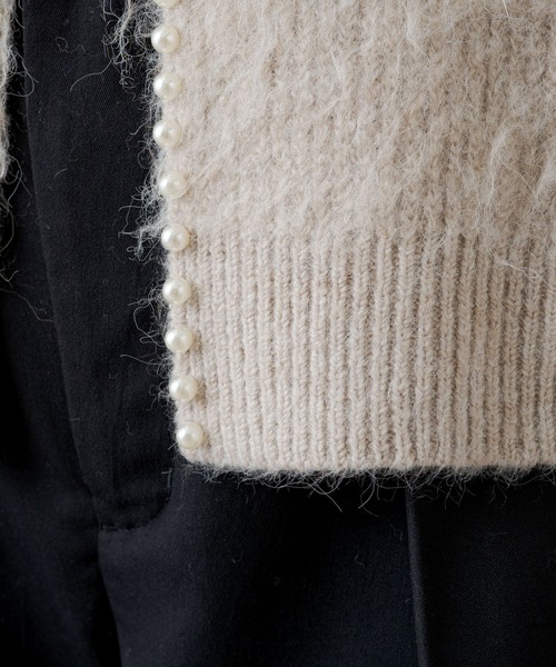 PUAL CE CIN（ピュアルセシン）の「【Du noir】パール釦シャギーカーディガン（カーディガン/ボレロ・レディース・ブラック/チャコールグレー/ベージュ・FREE）」の10枚目の写真