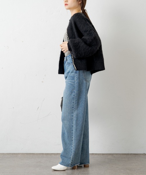 PUAL CE CIN（ピュアルセシン）の「【Du noir】パール釦シャギーカーディガン（カーディガン/ボレロ・レディース・ブラック/チャコールグレー/ベージュ・FREE）」の19枚目の写真