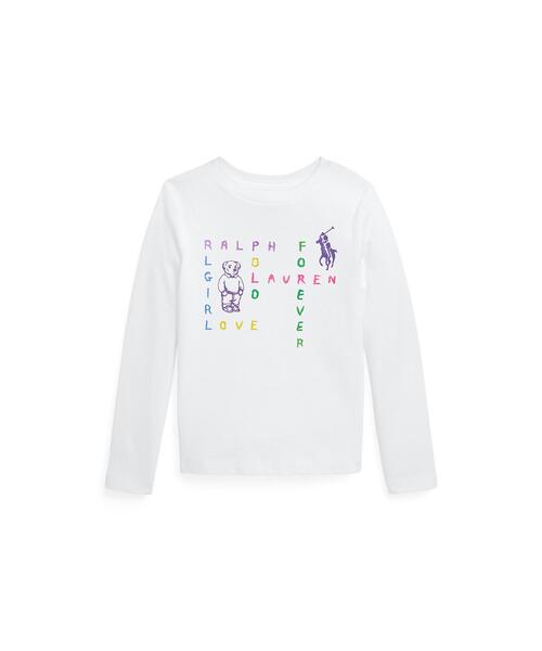 POLO RALPH LAUREN CHILDRENSWEAR(ポロ ラルフ ローレン チルドレンズウェア)の「クロスワード グラフィック コットン ロングスリーブ Tシャツ(Tシャツ/カットソー・キッズ・ホワイト・4/6)」の1枚目の写真