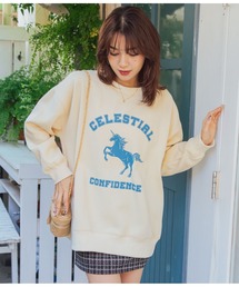 CHILLE | ユニコーンプリント裏起毛スウェットプルオーバー(スウェット)