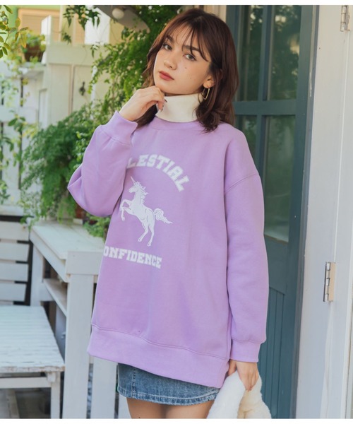 CHILLE（チル）の「ユニコーンプリント裏起毛スウェットプルオーバー（スウェット・レディース・アイボリー/ミント/ラベンダー・FREE）」の10枚目の写真