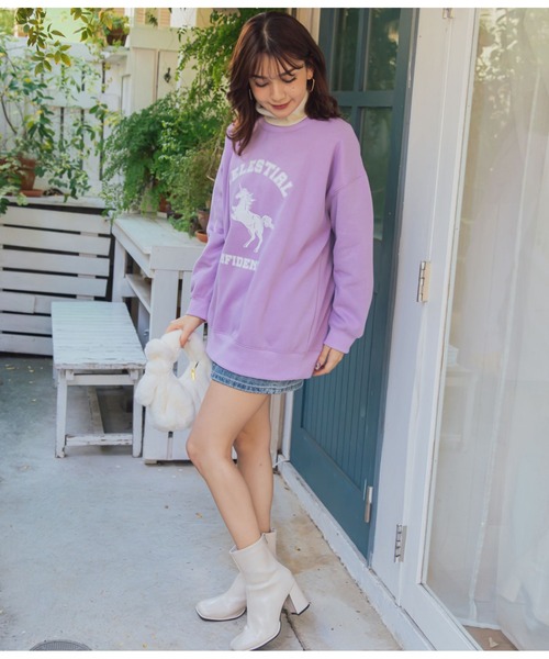 CHILLE（チル）の「ユニコーンプリント裏起毛スウェットプルオーバー（スウェット・レディース・アイボリー/ミント/ラベンダー・FREE）」の11枚目の写真