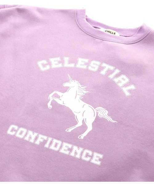 CHILLE（チル）の「ユニコーンプリント裏起毛スウェットプルオーバー（スウェット・レディース・アイボリー/ミント/ラベンダー・FREE）」の17枚目の写真